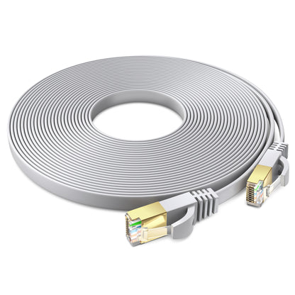 Maximm Cable Cat7 Flat Ethernet Cable, 10 Gbps, 600 MHz, Shielded RJ45 Gold Connectors Ultra-Thin Flexible Design for Home & Office Networking