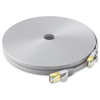 Maximm Cable Cat7 Flat Ethernet Cable, 10 Gbps, 600 MHz, Shielded RJ45 Gold Connectors Ultra-Thin Flexible Design for Home & Office Networking