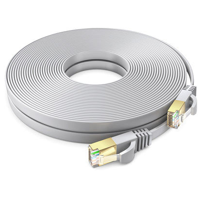 Maximm Cable Cat7 Flat Ethernet Cable, 10 Gbps, 600 MHz, Shielded RJ45 Gold Connectors Ultra-Thin Flexible Design for Home & Office Networking