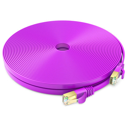 Maximm Cable Cat7 Flat Ethernet Cable, 10 Gbps, 600 MHz, Shielded RJ45 Gold Connectors Ultra-Thin Flexible Design for Home & Office Networking