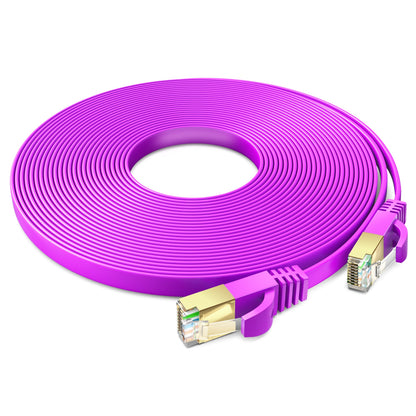 Maximm Cable Cat7 Flat Ethernet Cable, 10 Gbps, 600 MHz, Shielded RJ45 Gold Connectors Ultra-Thin Flexible Design for Home & Office Networking