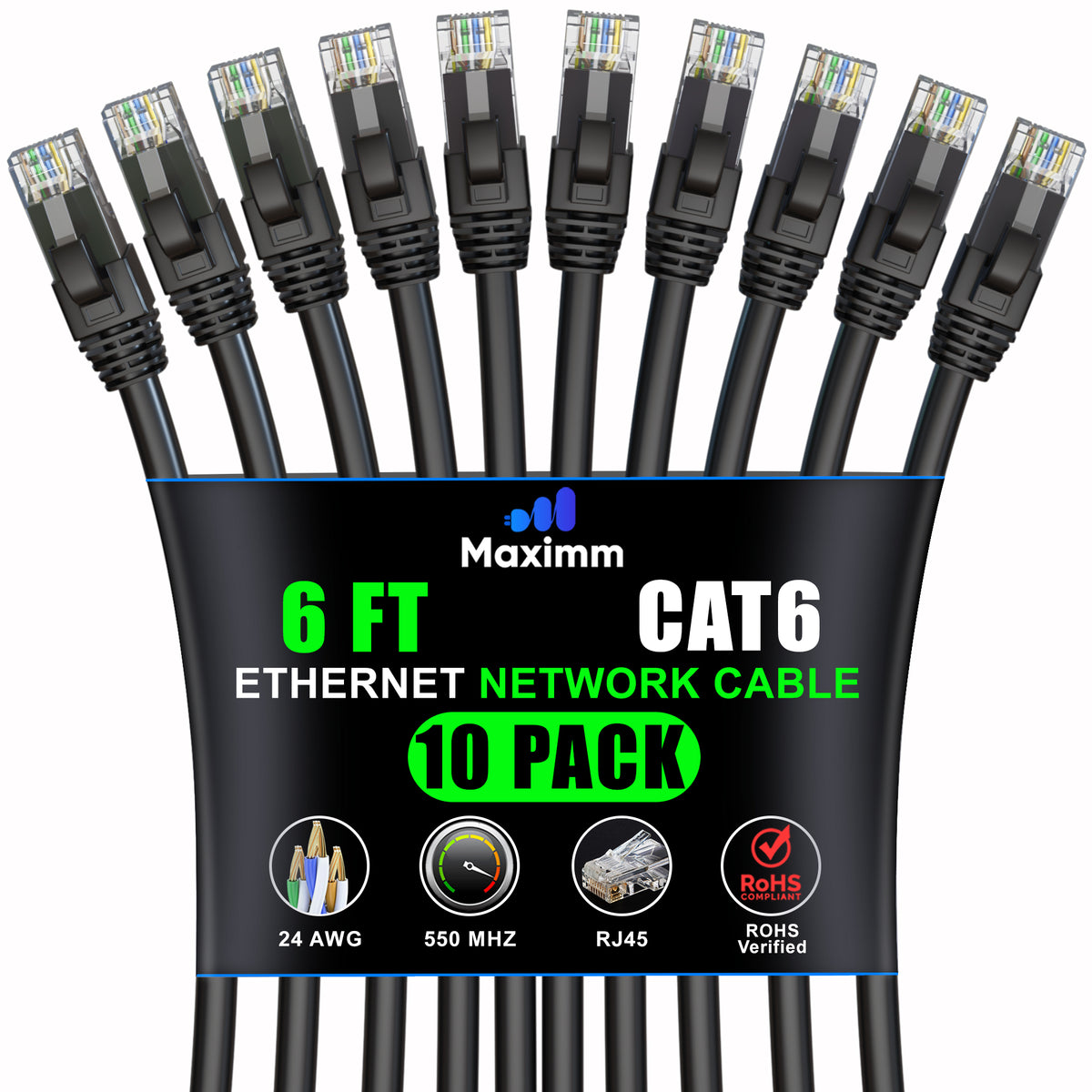 10-Pack - Cat 6 Ethernet Cable CCA