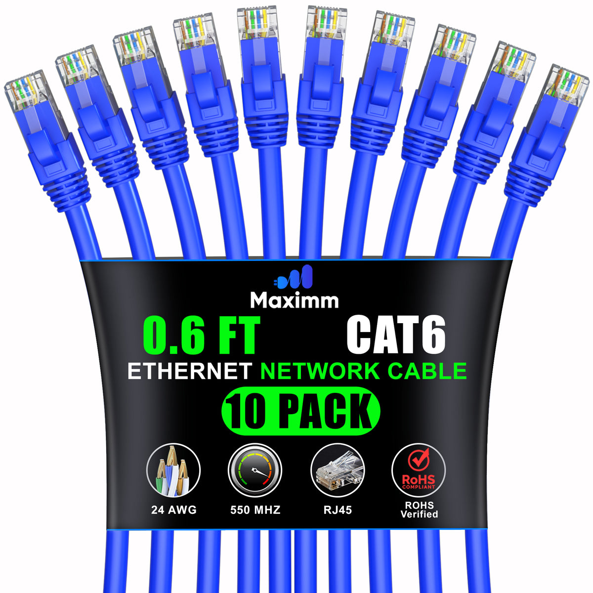 10-Pack - Cat 6 Ethernet Cable CCA