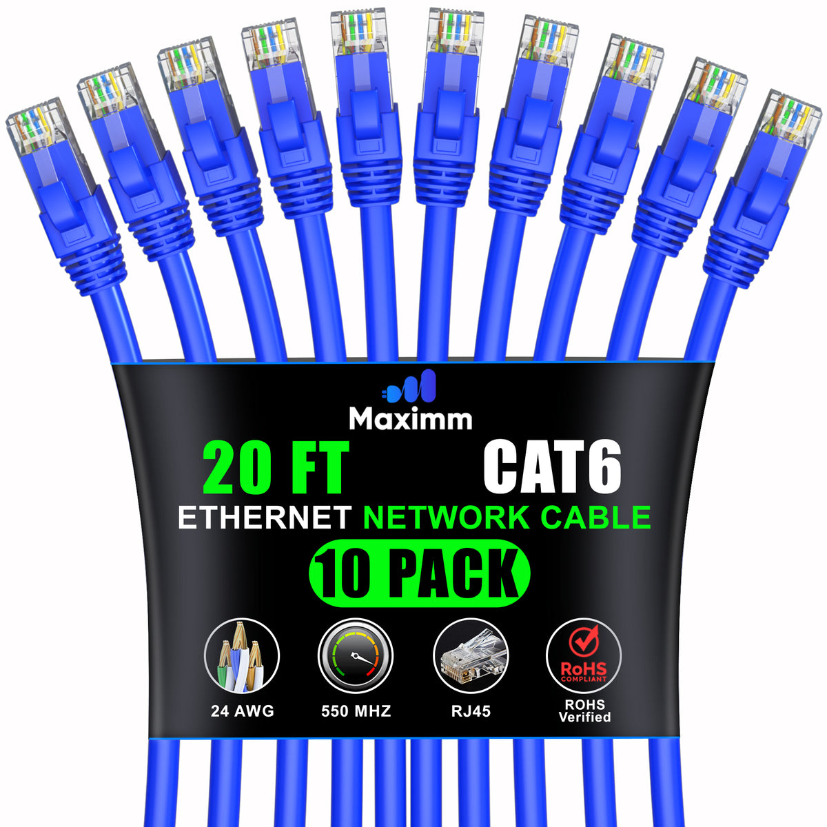 10-Pack - Cat 6 Ethernet Cable CCA