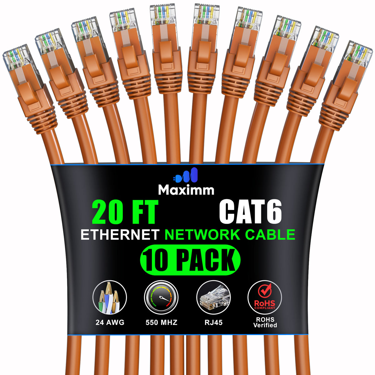10-Pack - Cat 6 Ethernet Cable CCA