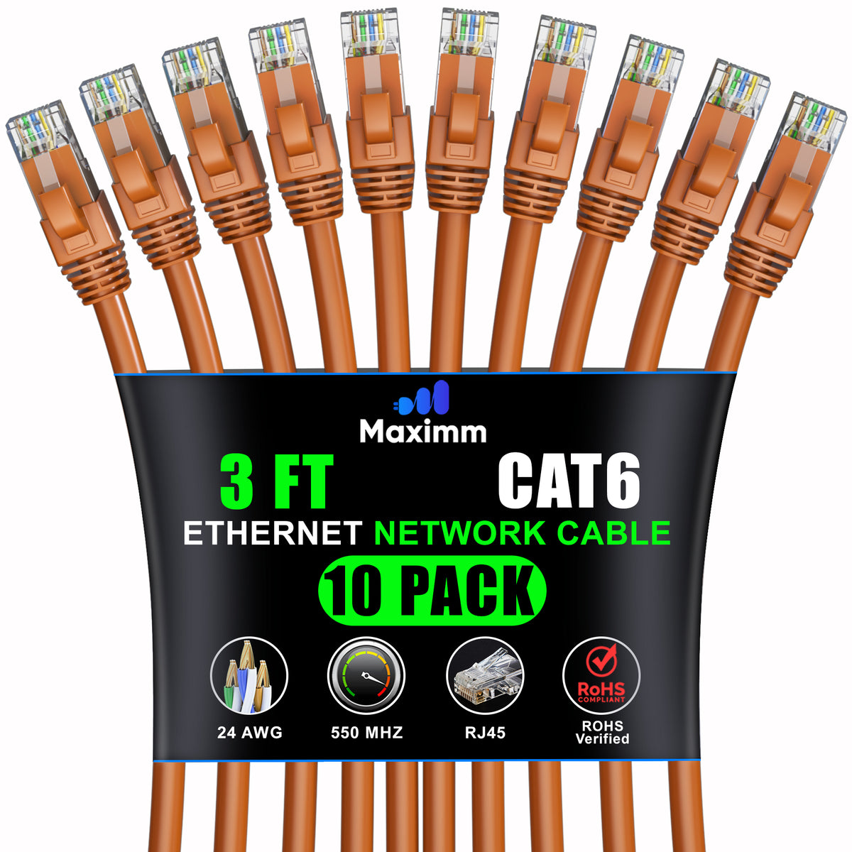 10-Pack - Cat 6 Ethernet Cable CCA