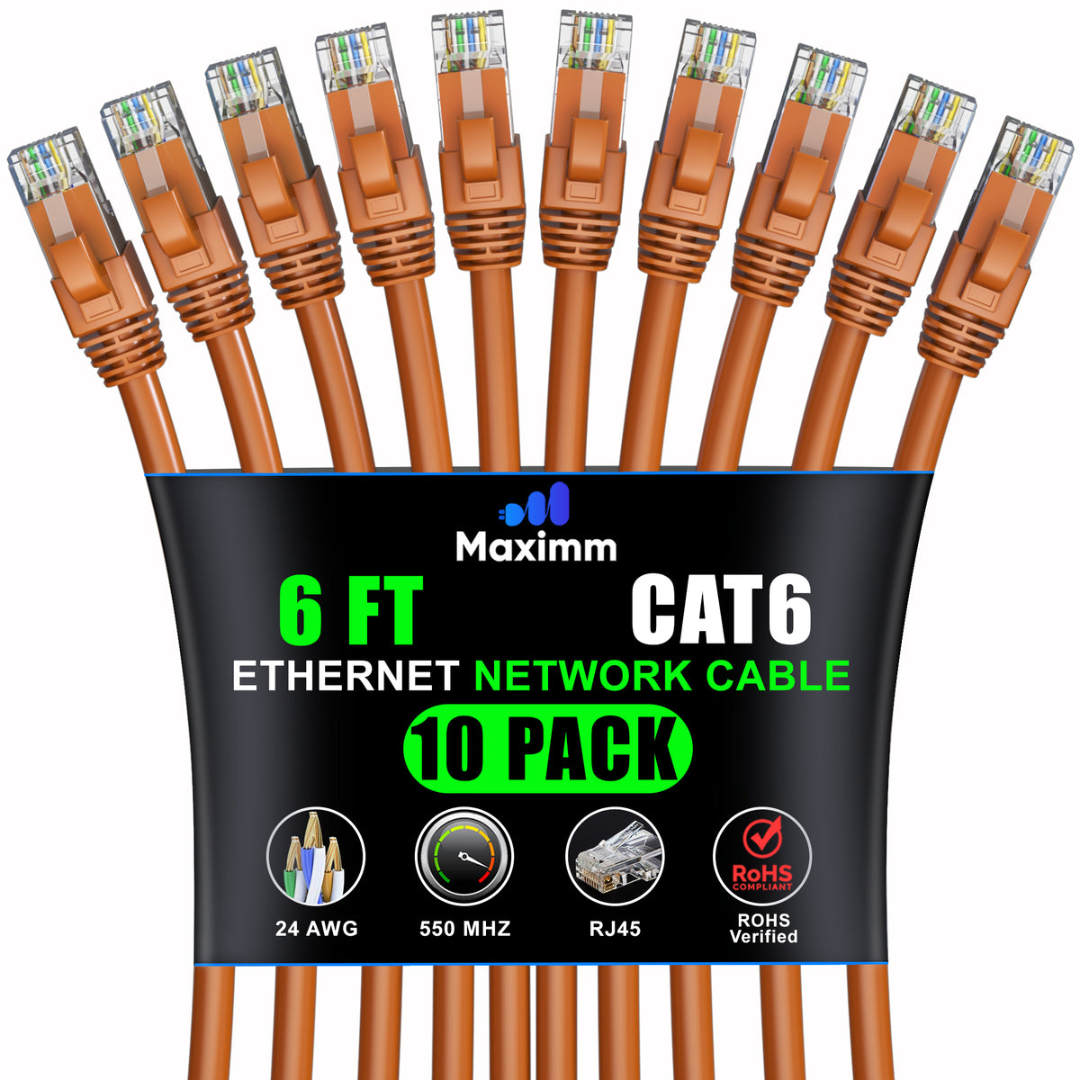 10-Pack - Cat 6 Ethernet Cable CCA