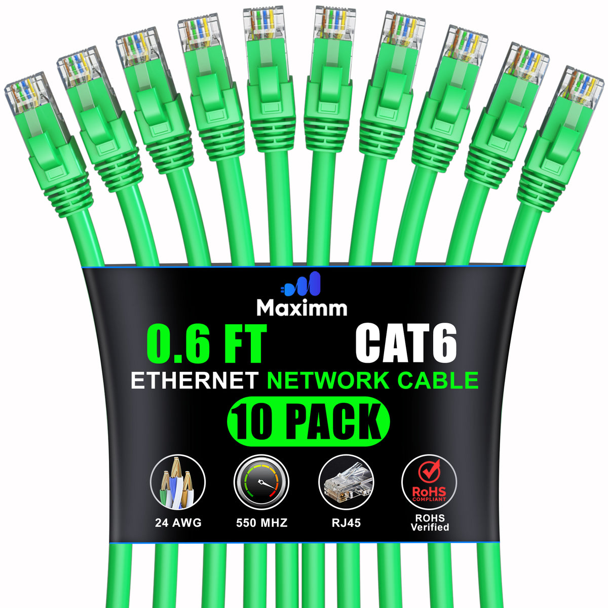 10-Pack - Cat 6 Ethernet Cable CCA