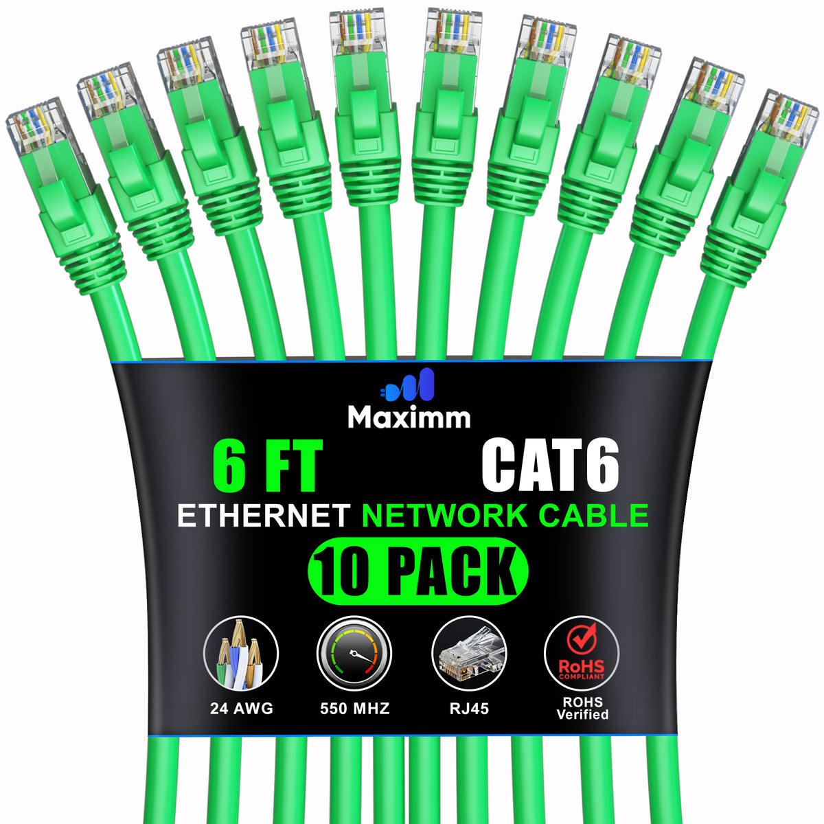 10-Pack - Cat 6 Ethernet Cable CCA