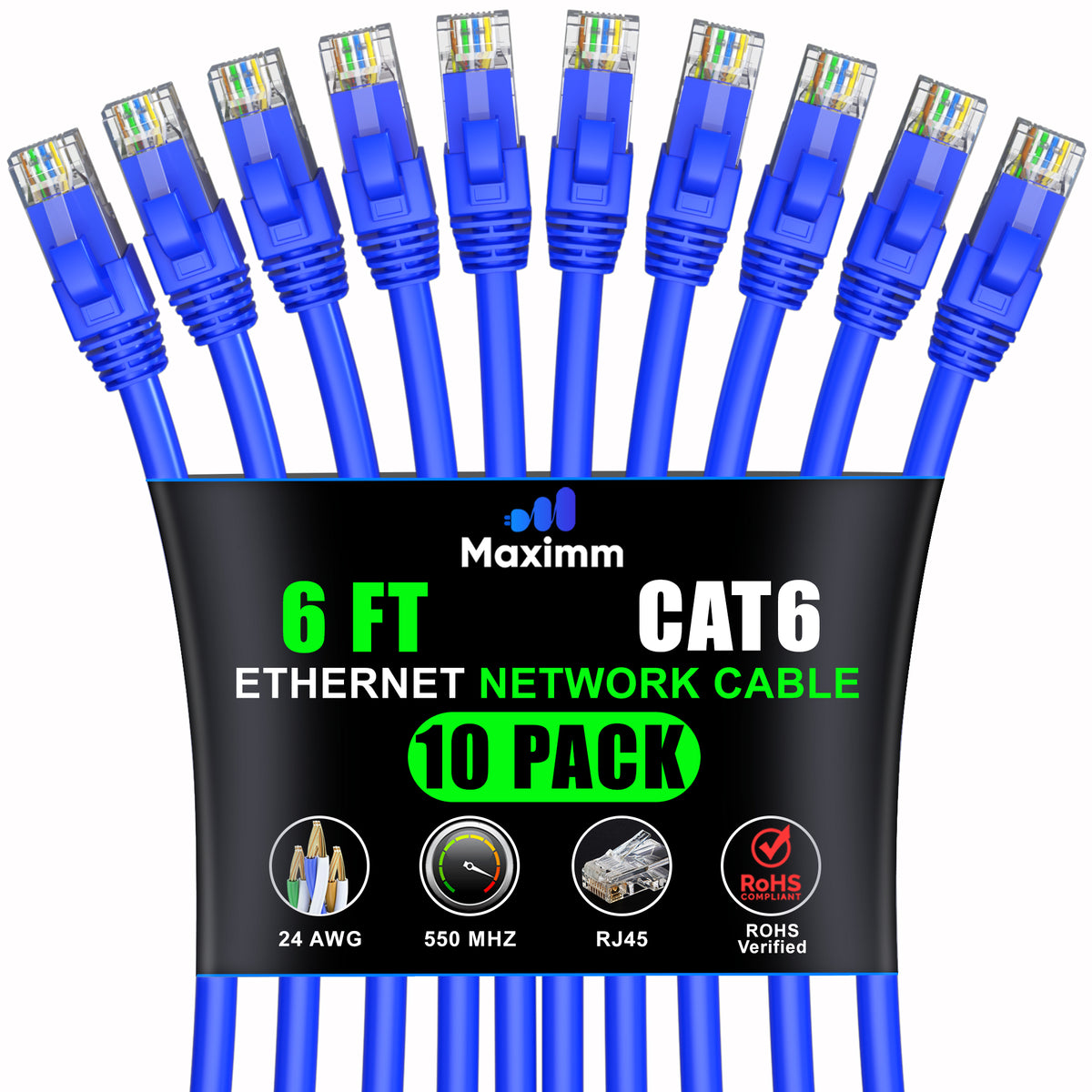 10-Pack - Cat 6 Ethernet Cable CCA