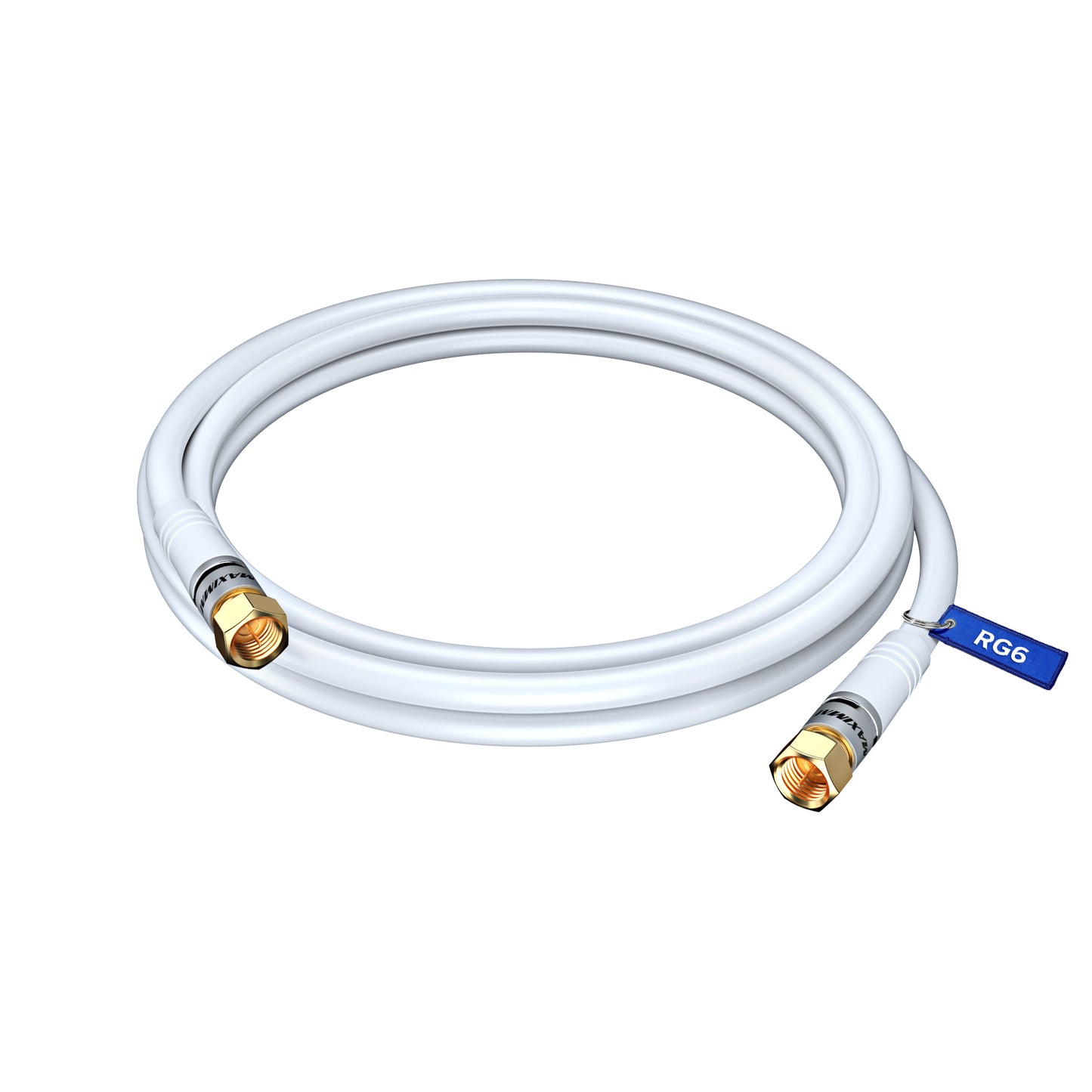 Maximm Coaxial Cable RG6 Coax Cable, TV Cable for Digital TV Aerial, Satellite Cable - Cable Cord Cable Wire - with Gold Plated F Connectors