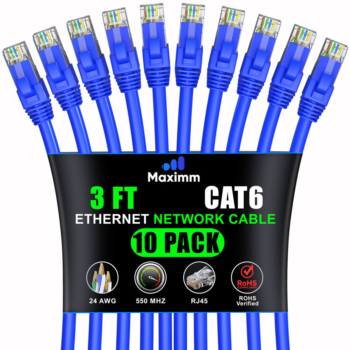 10-Pack - Cat 6 Ethernet Cable CCA