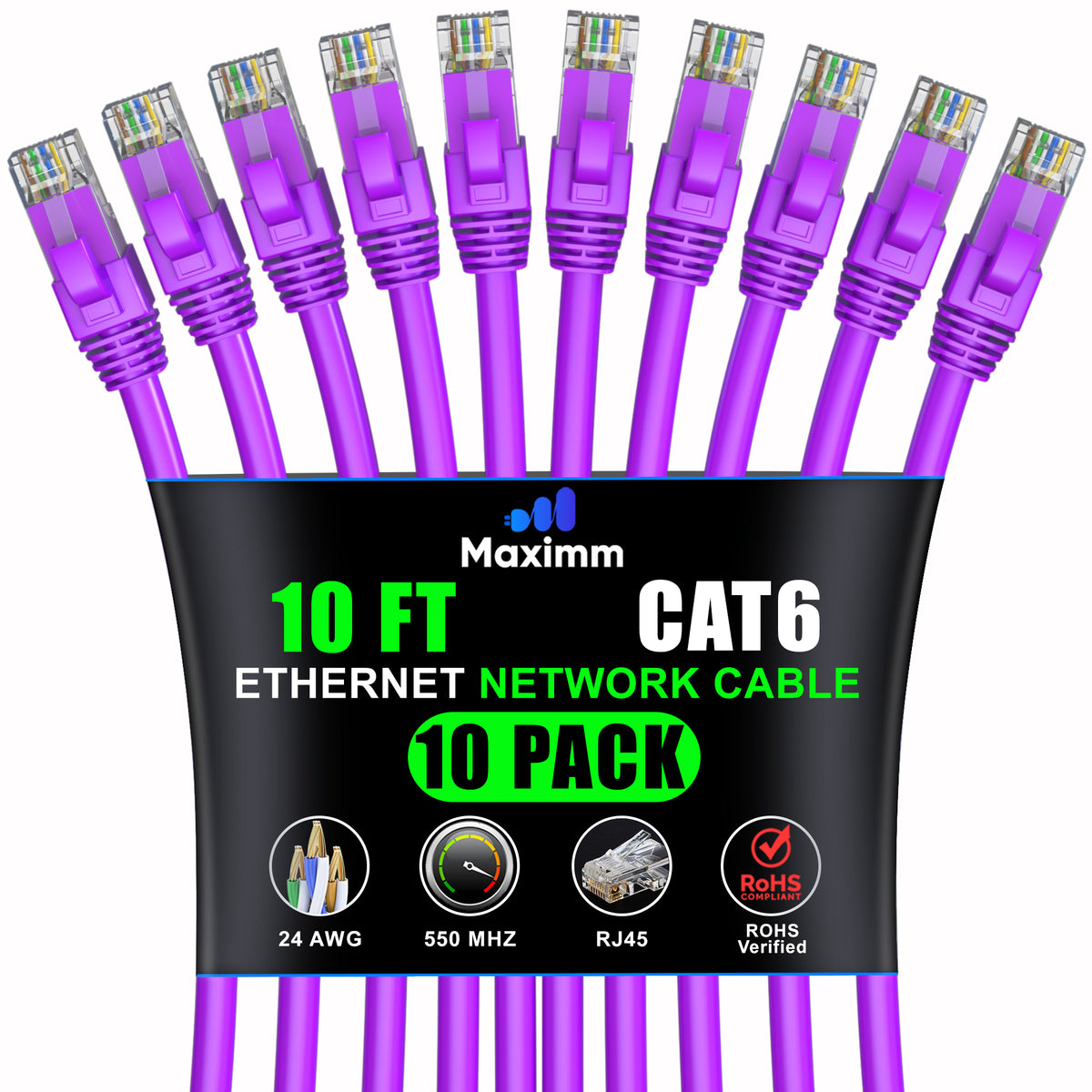 10-Pack - Cat 6 Ethernet Cable CCA