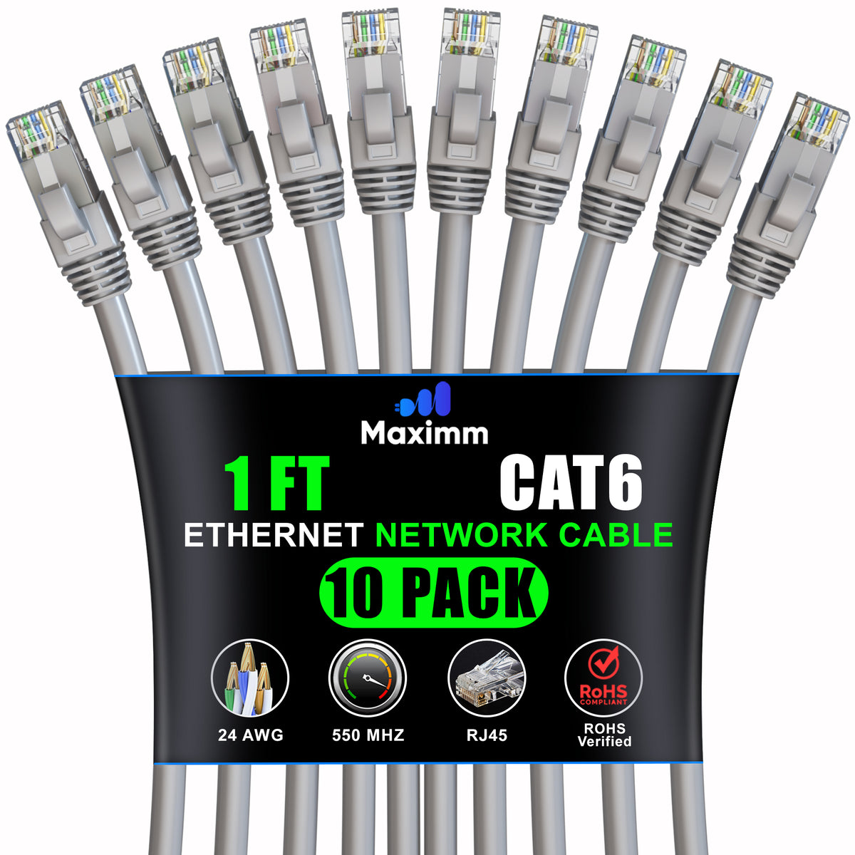 10-Pack - Cat 6 Ethernet Cable CCA