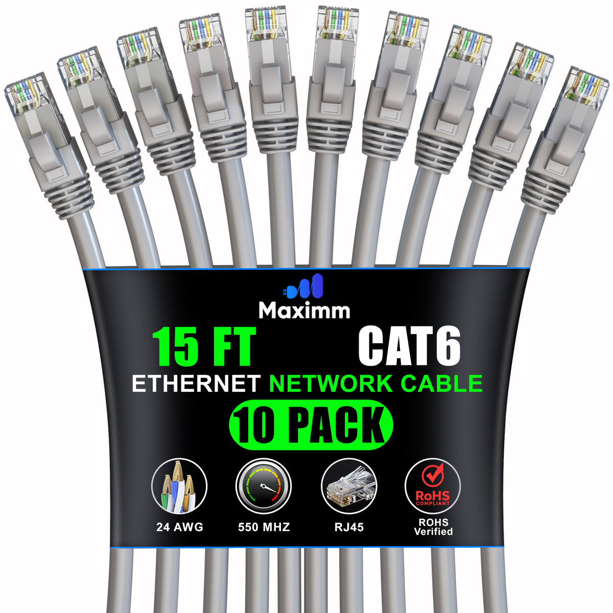 10-Pack - Cat 6 Ethernet Cable CCA