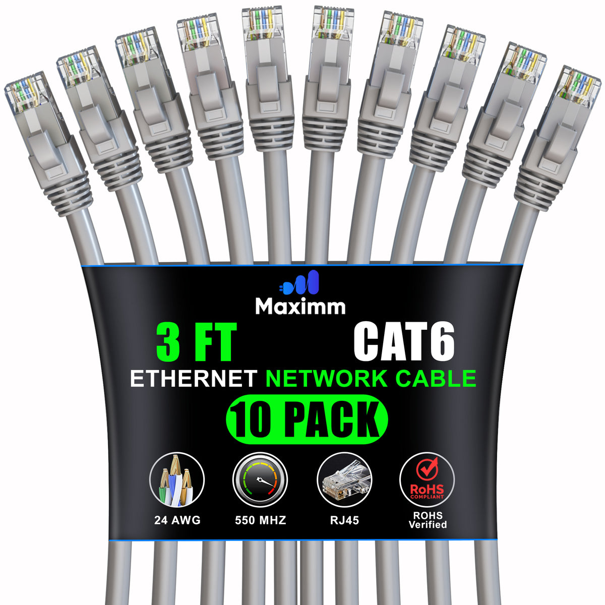 10-Pack - Cat 6 Ethernet Cable CCA