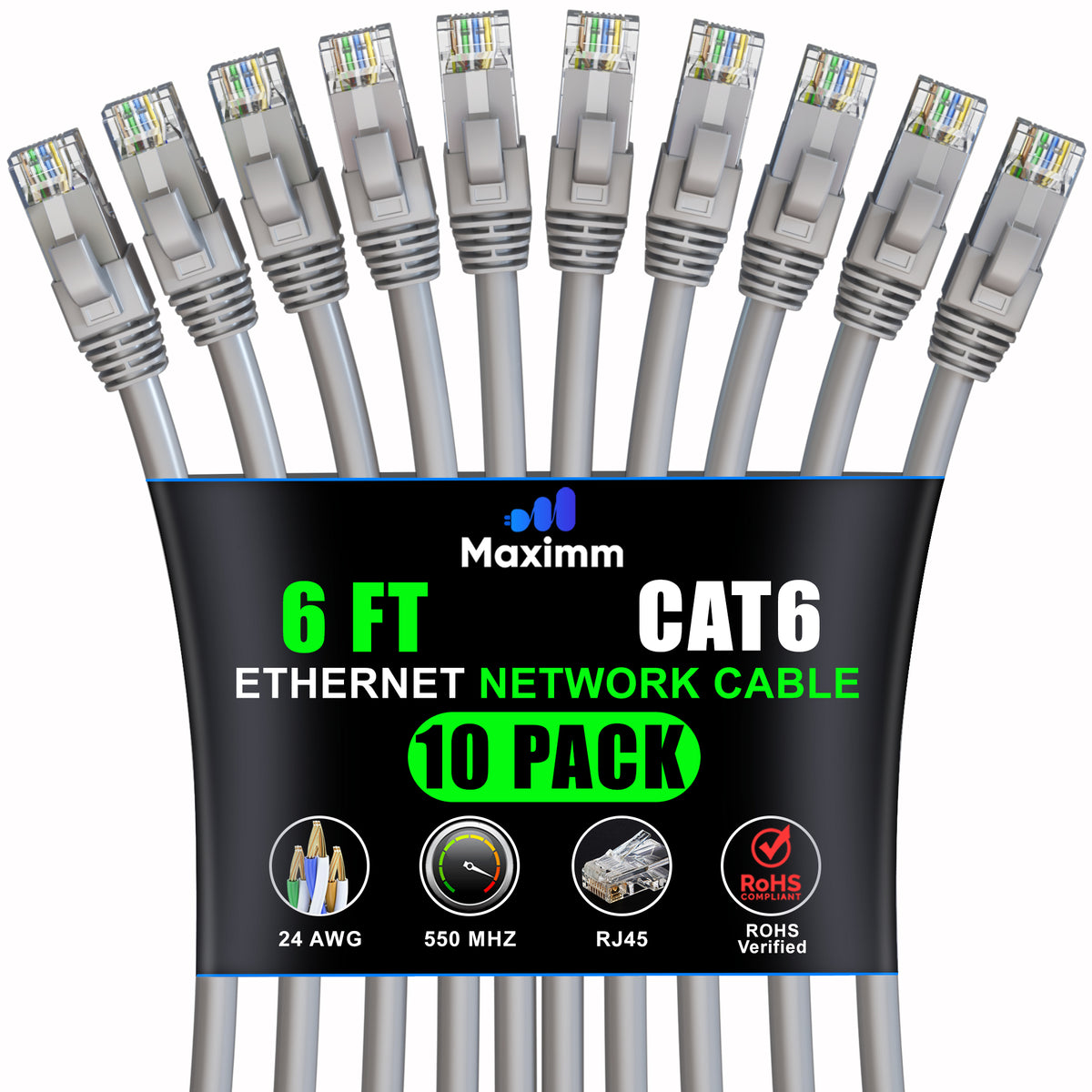 10-Pack - Cat 6 Ethernet Cable CCA