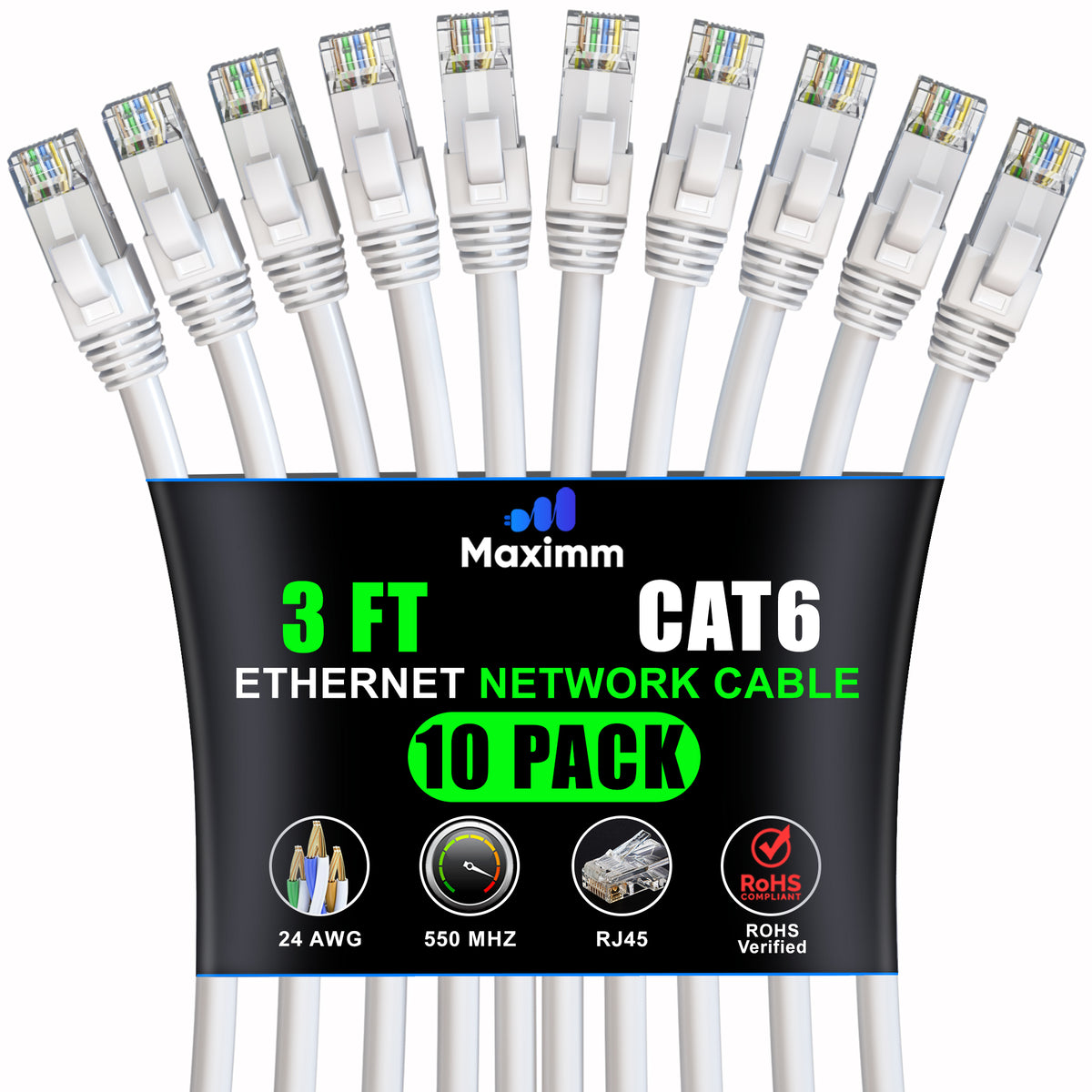 10-Pack - Cat 6 Ethernet Cable CCA