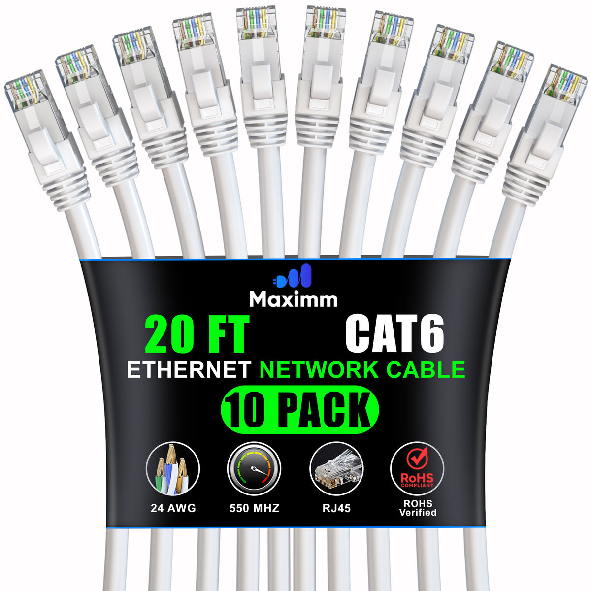 10-Pack - Cat 6 Ethernet Cable CCA