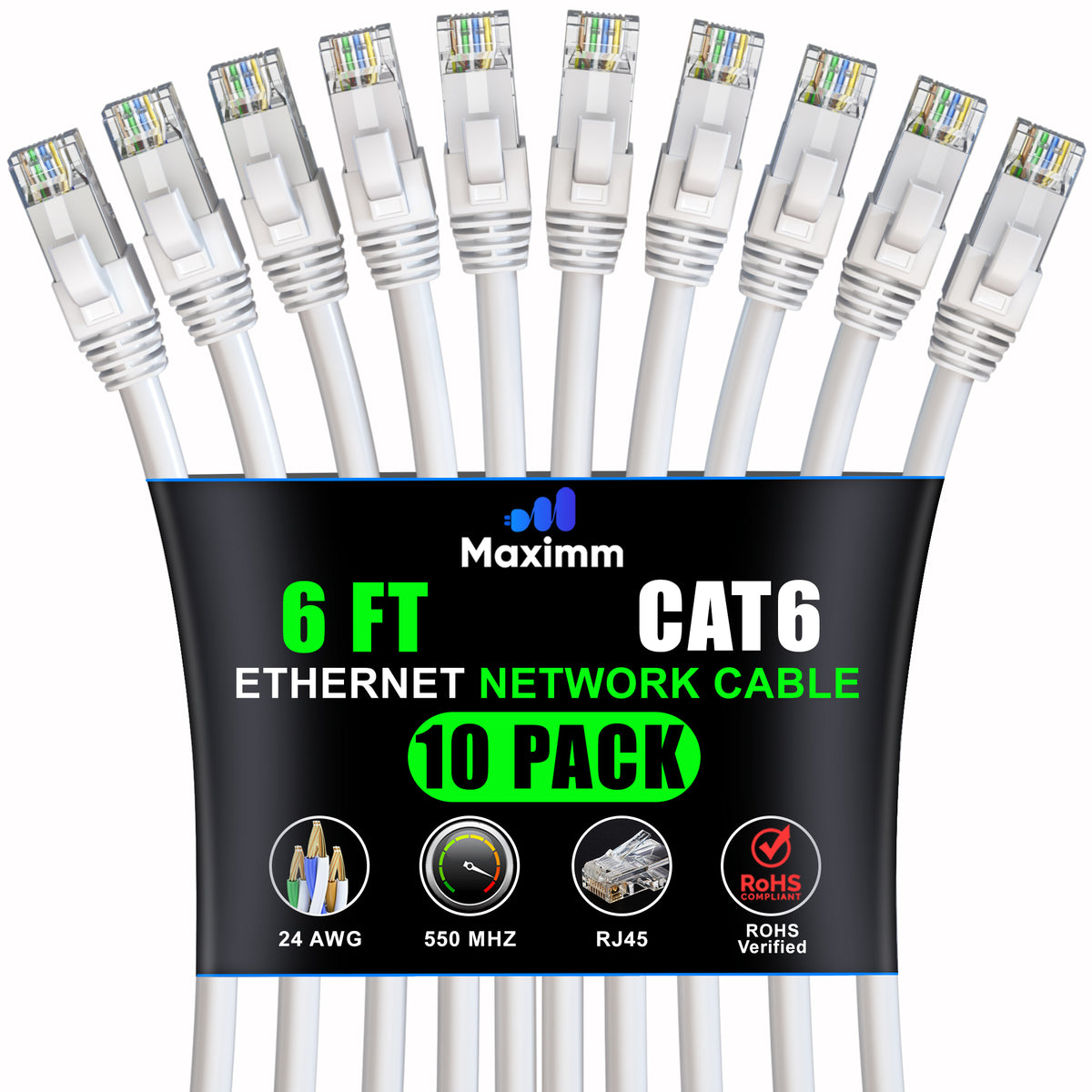 10-Pack - Cat 6 Ethernet Cable CCA