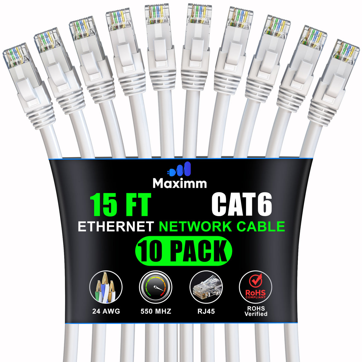 10-Pack - Cat 6 Ethernet Cable CCA