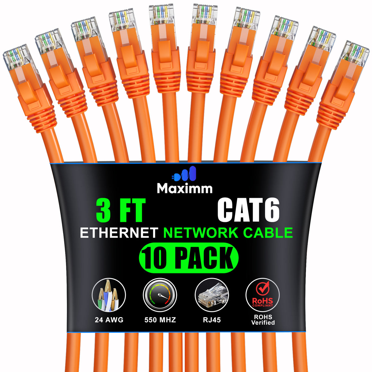 10-Pack - Cat 6 Ethernet Cable CCA