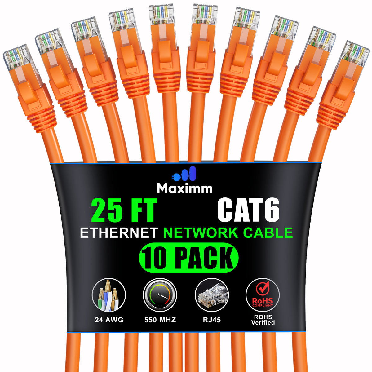 10-Pack - Cat 6 Ethernet Cable CCA