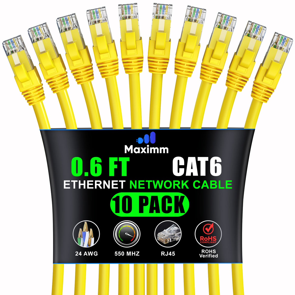 10-Pack - Cat 6 Ethernet Cable CCA