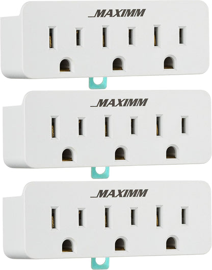 Maximm 3 Outlet Grounding Adapter with Grounding Plug, Turn 2-Prong Outlet to 3-Wire Grounding Outlets, ETL Listed
