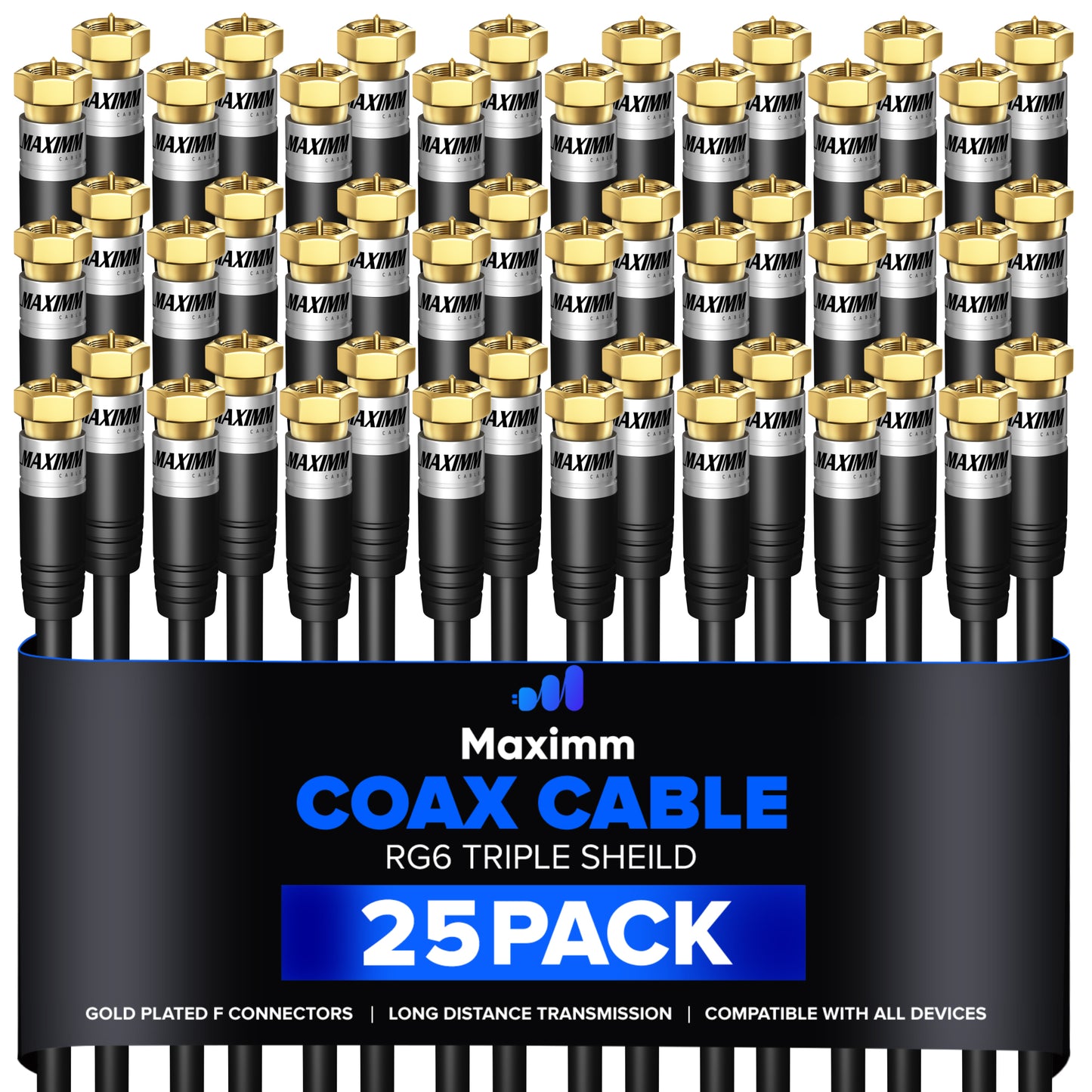 Coaxial Cable Trishield Straight to Straight End 25 Pack