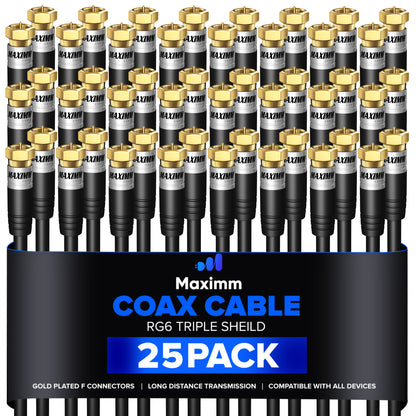 Coaxial Cable Trishield Straight to Straight End 25 Pack