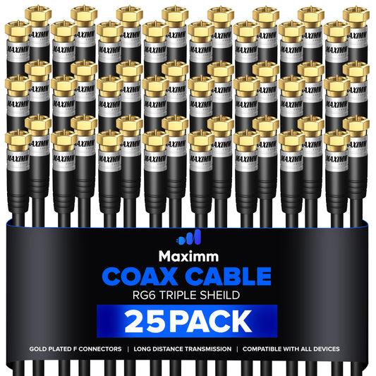 Coaxial Cable Trishield Straight to Straight End 25 Pack