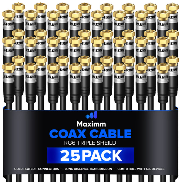 Coaxial Cable Trishield Straight to Straight End 25 Pack