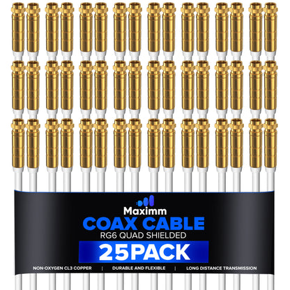 Coaxial Cable Quadshield Straight to Straight End 25 Pack