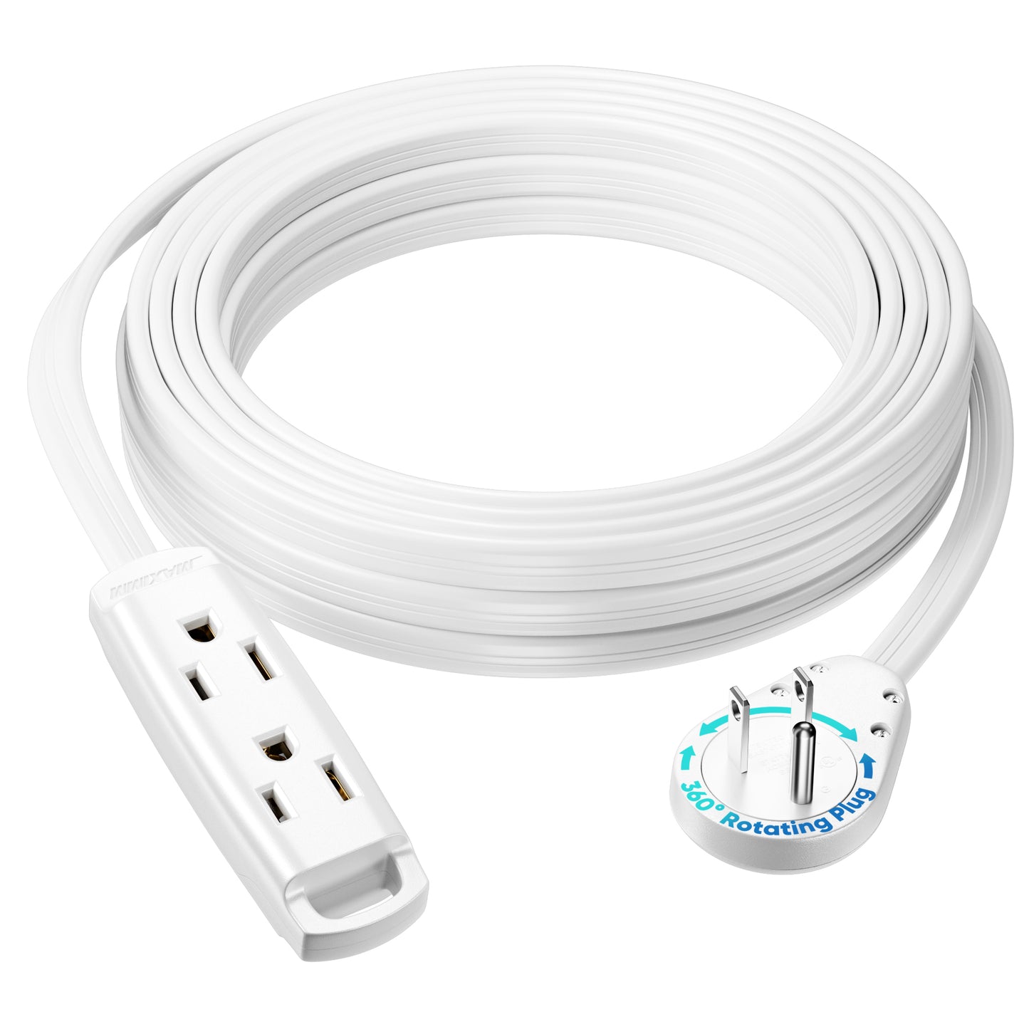 3-Outlet Rotating Flat Extension Cord 14 Gauge