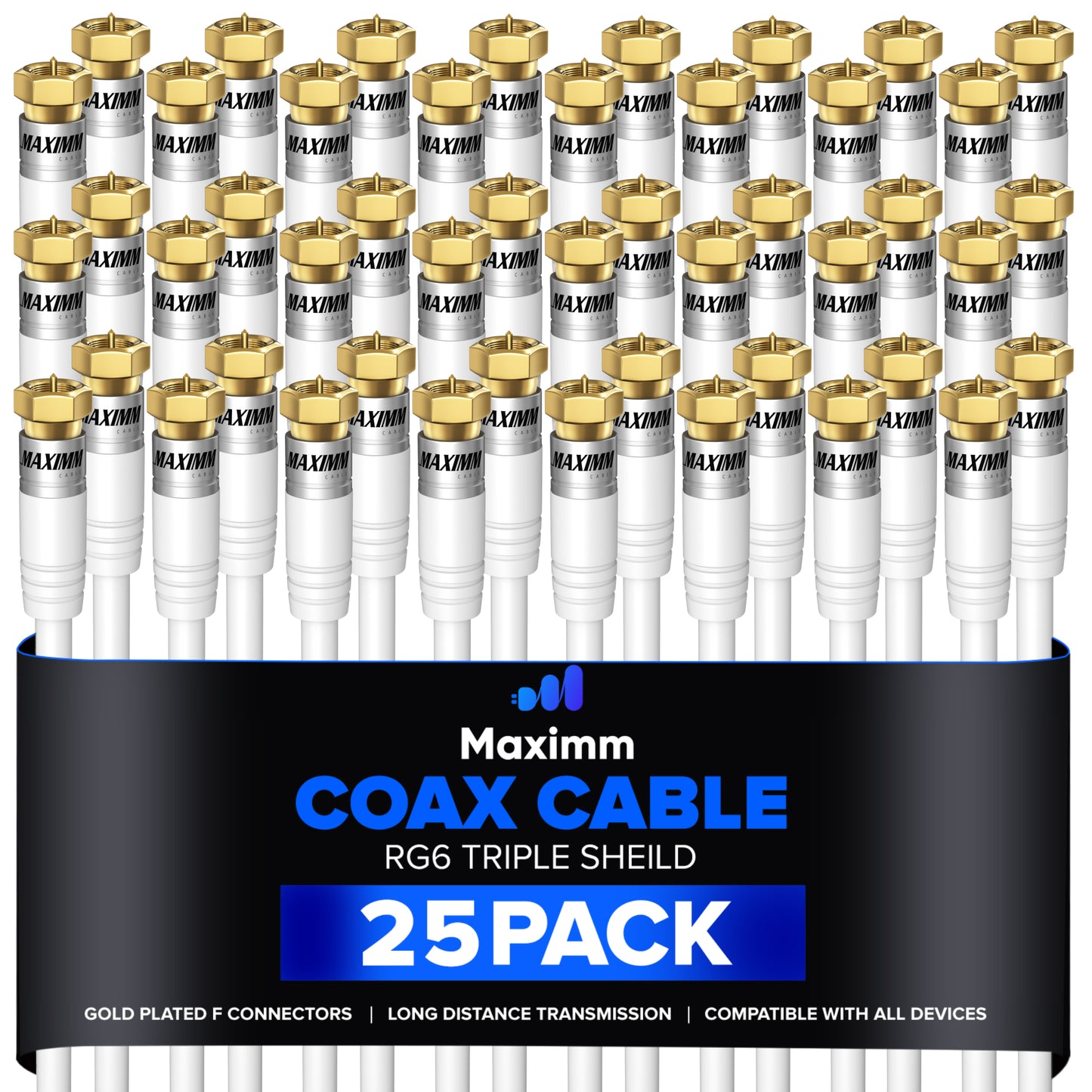 Coaxial Cable Trishield Straight to Straight End 25 Pack