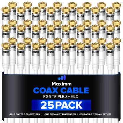 Coaxial Cable Trishield Straight to Straight End 25 Pack
