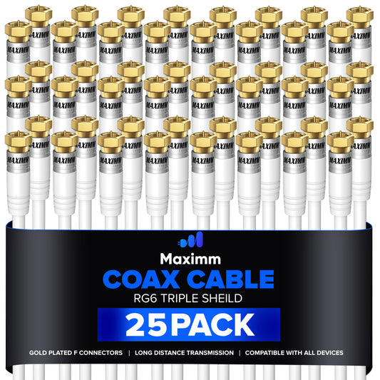 Coaxial Cable Trishield Straight to Straight End 25 Pack