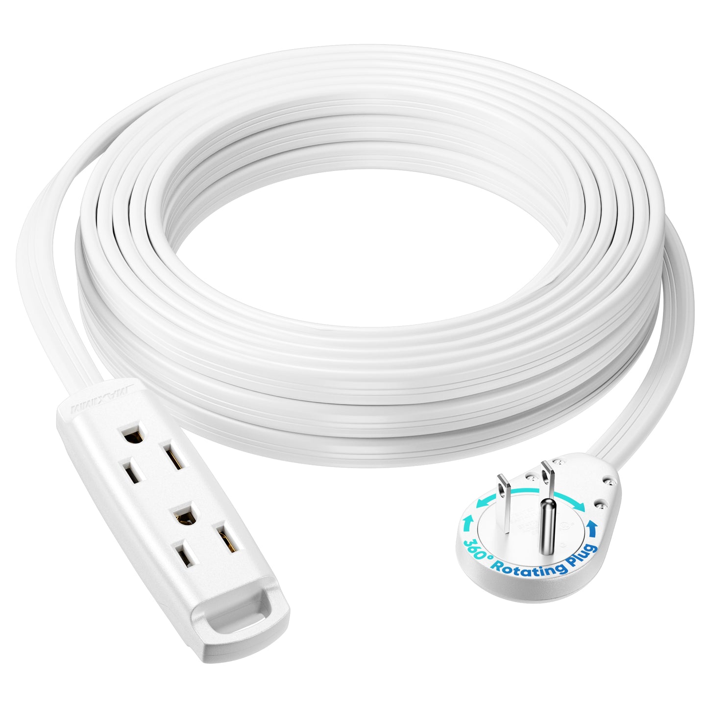 3-Outlet Rotating Flat Extension Cord 14 Gauge