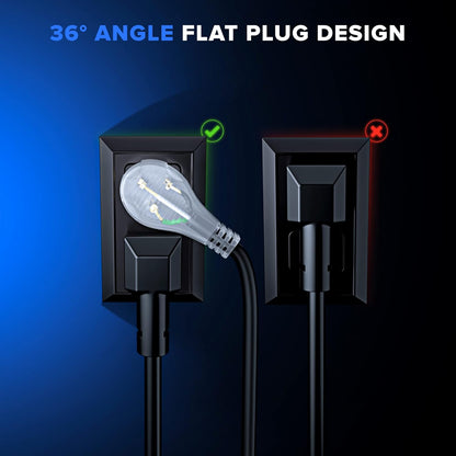 Extension Cord - 3-Outlet - 3 Prong Angled Plug Extension Cord, ETL Listed