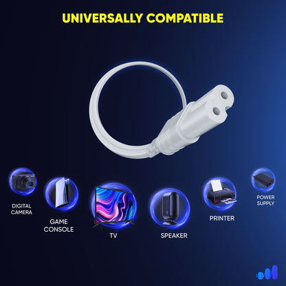 2-Prong TV Power Cord, 360° Rotating Flat Plug