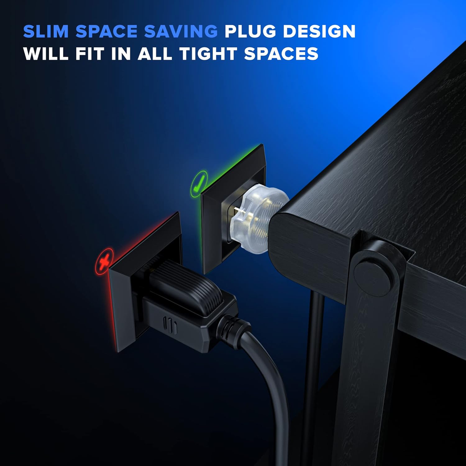 Extension Cord - 3-Outlet - 3 Prong Angled Plug Extension Cord, ETL Listed