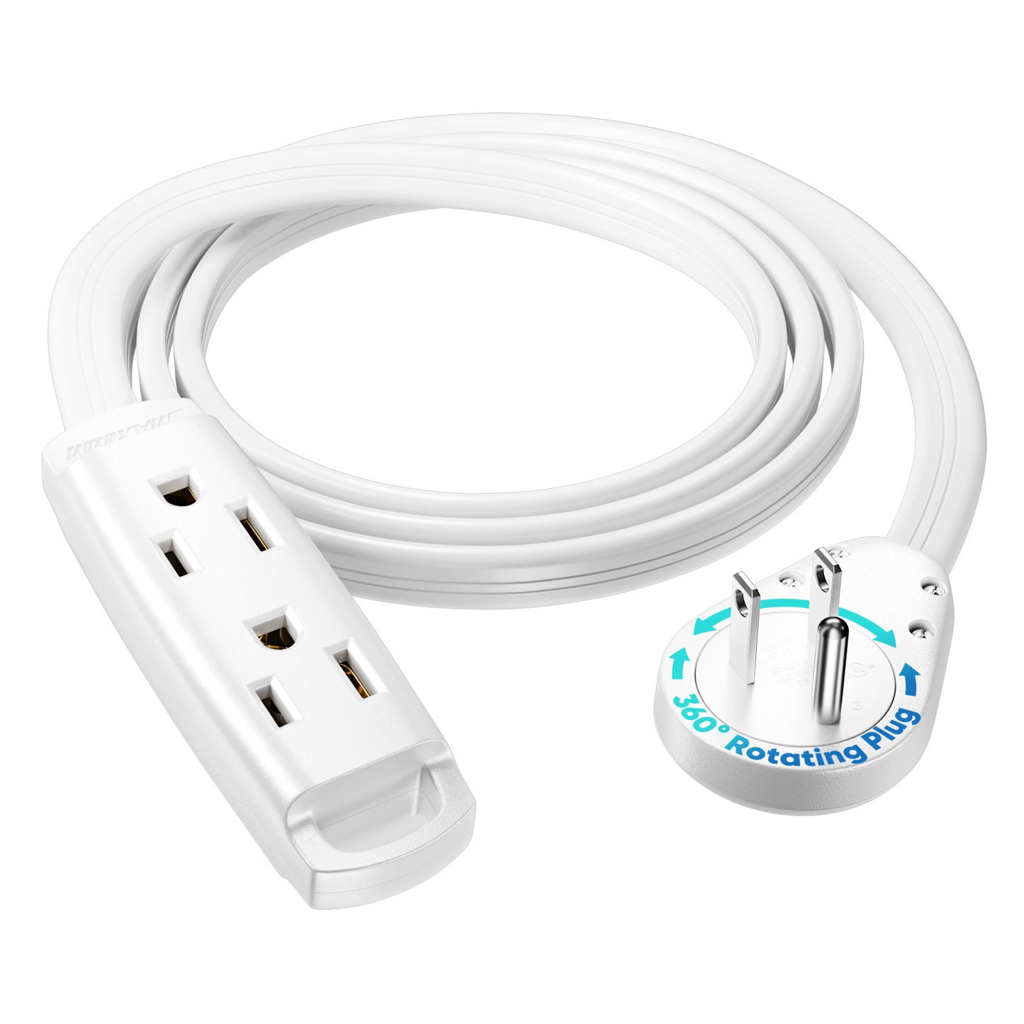3-Outlet Rotating Flat Extension Cord 14 Gauge