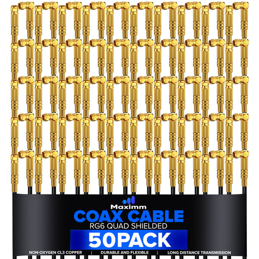 Coaxial Cable Quadshield Straight to Angled End 50 Pack