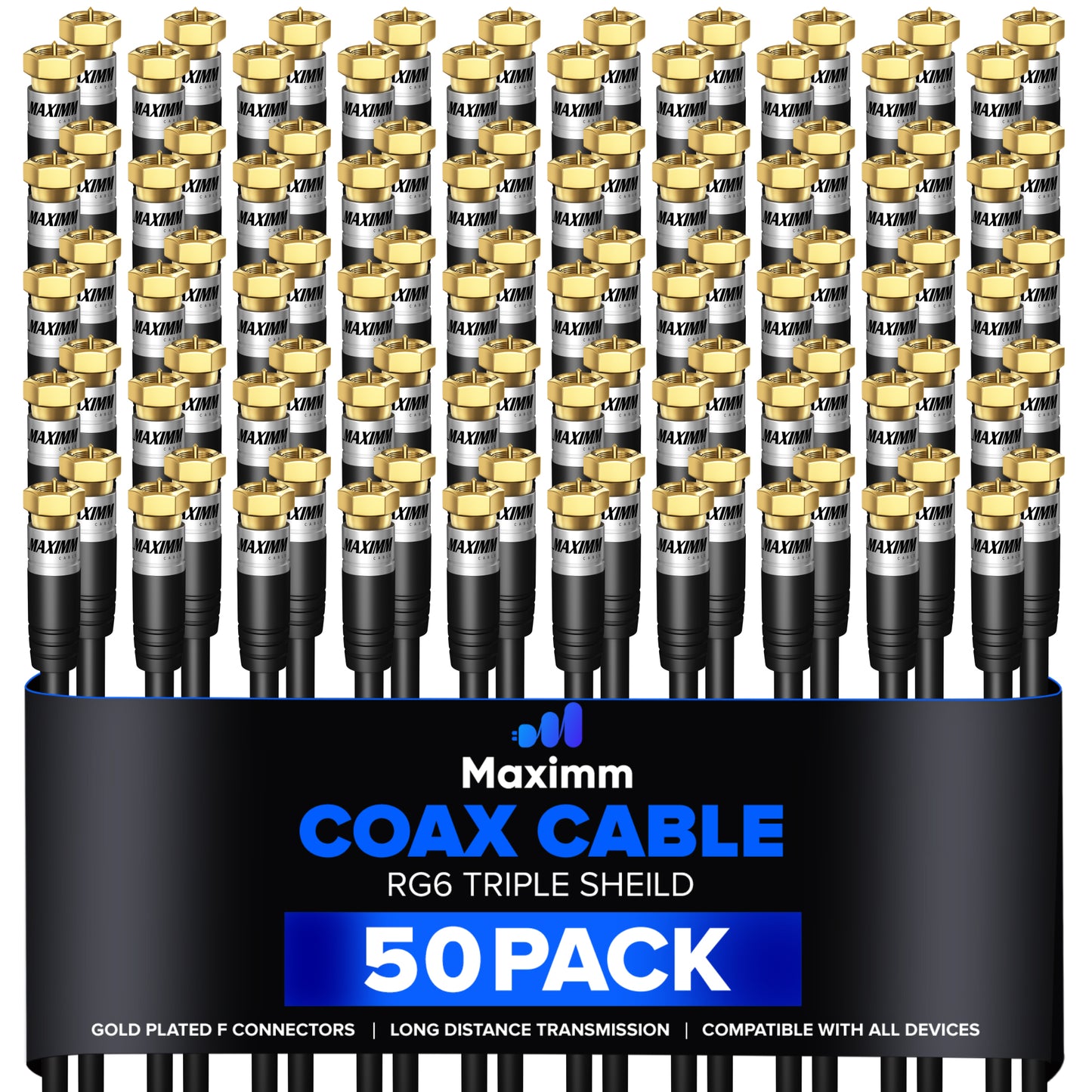 Coaxial Cable Trishield Straight to Straight End 50 Pack