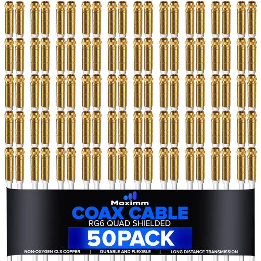 Coaxial Cable Quadshield Straight to Straight End 50 Pack