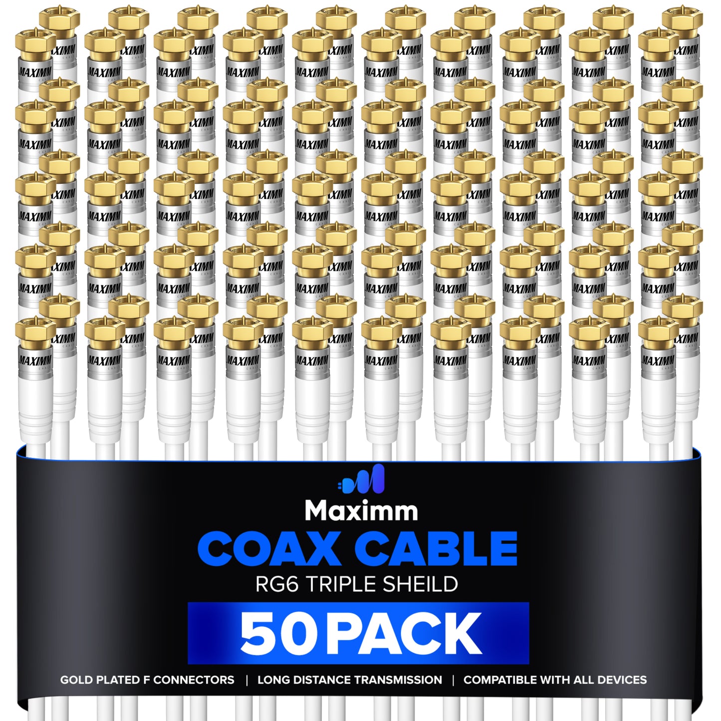 Coaxial Cable Trishield Straight to Straight End 50 Pack