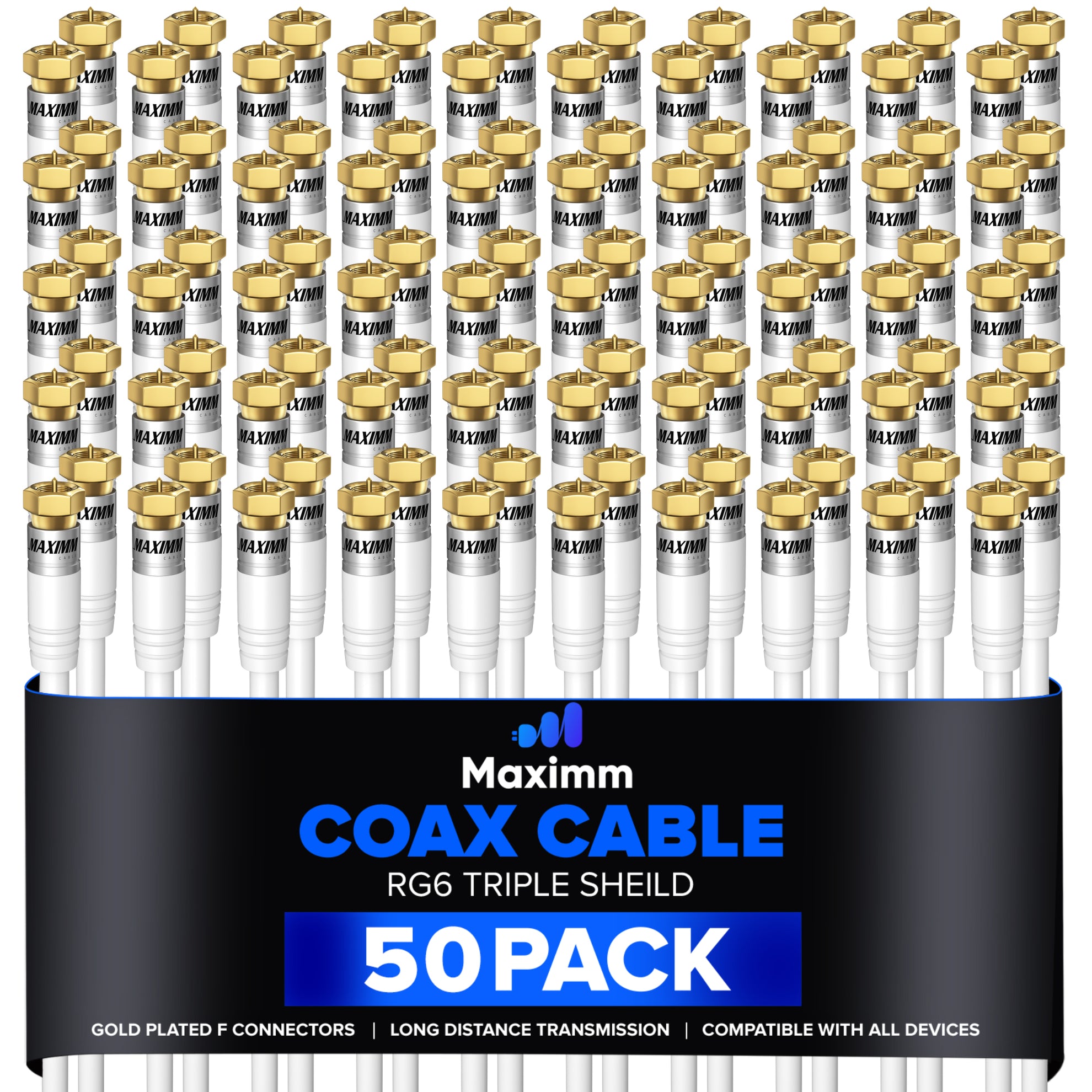 Coaxial Cable Trishield Straight to Straight End 50 Pack