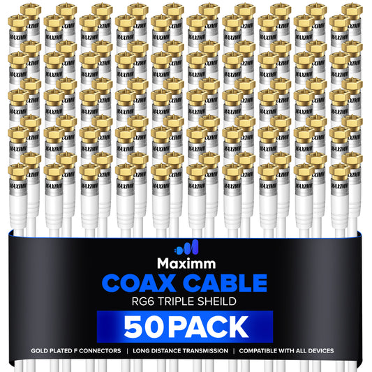 Coaxial Cable Trishield Straight to Straight End 50 Pack