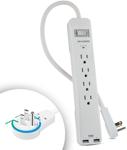 Maximm Power Strip Surge Protector 360 Degree Rotating Flat Plug, Heavy Duty Multi Outlet